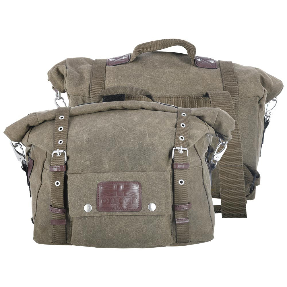 Oxford Heritage Motorcycle Panniers Khaki-Win Impex Moto