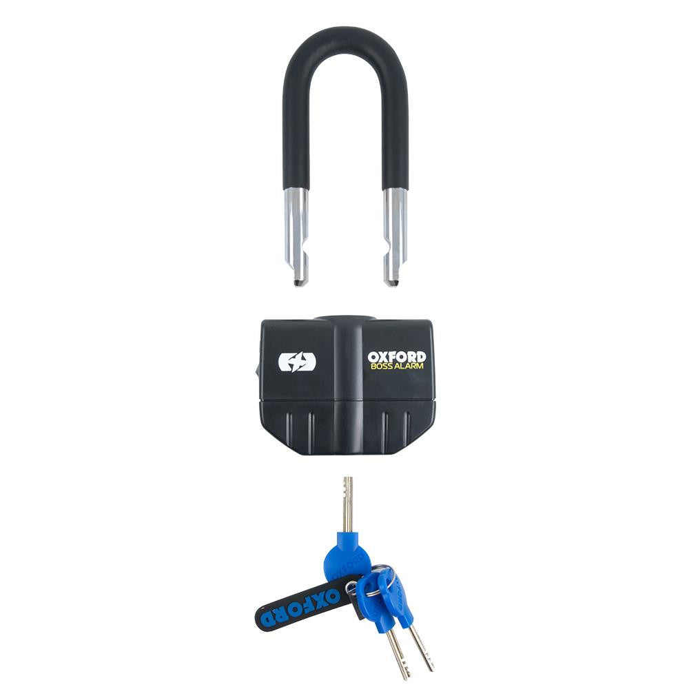 Oxford Boss Alarm 16mm Motorbike Padlock Black-Win Impex Moto