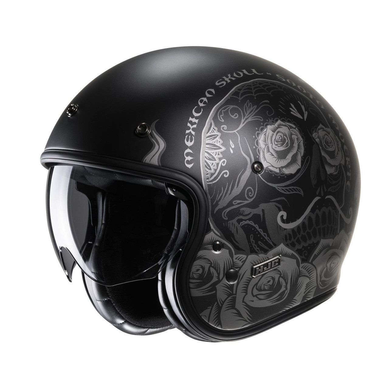 HJC V31 Desto Motorcycle Motorbike Open Face Mexican Skull Retro Style Helmet-Win Impex Moto