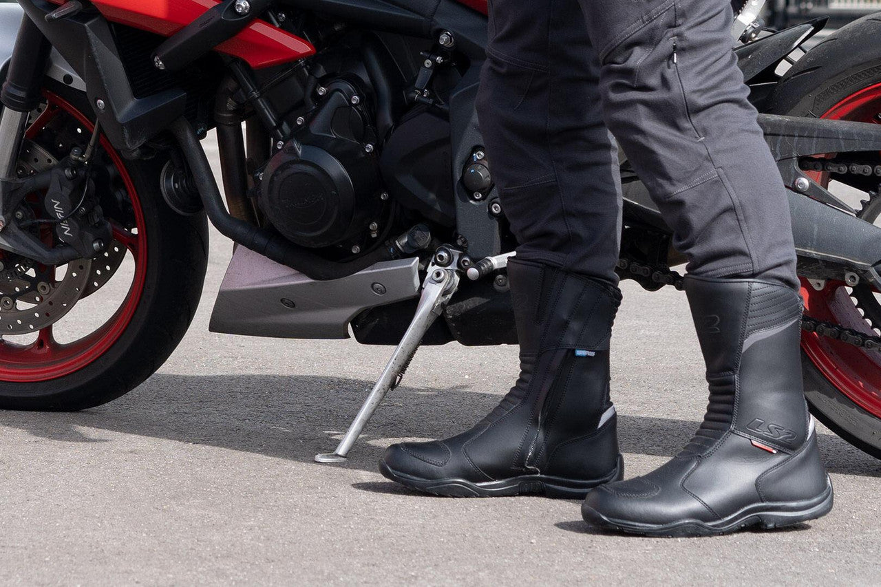 LS2 Urano Cowhide Leather Motorbike Boots Waterproof Black-Win Impex Moto