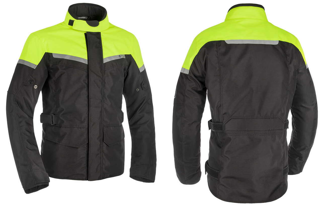 Spartan Long WP Men's Motorcycle Motorbike Jacket - Black/Fluo-Win Impex Moto