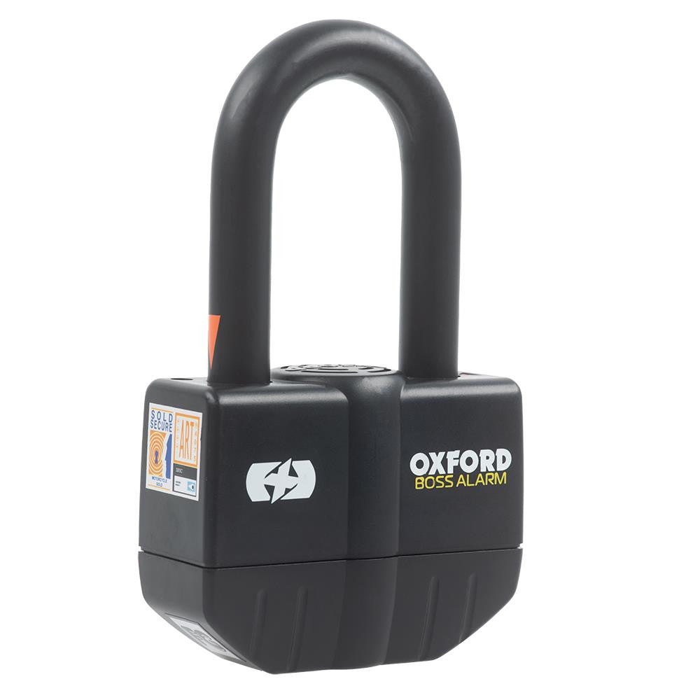 Oxford Boss Alarm 16mm Motorbike Padlock Black-Win Impex Moto