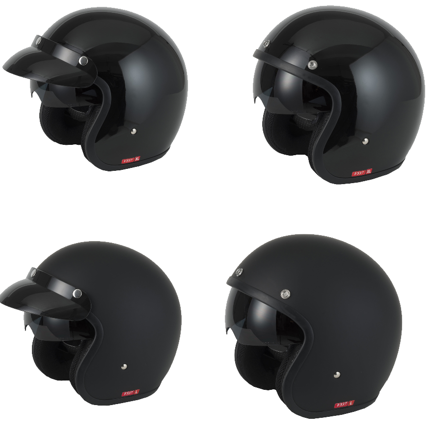 Vcan V537 Open Face Scooter Motorcycle Black Jet Helmet-Win Impex Moto