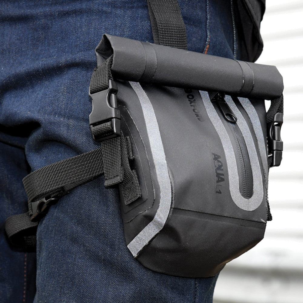Oxford Aqua L1 Motorcycle Waterproof Leg Bag Black-Win Impex Moto