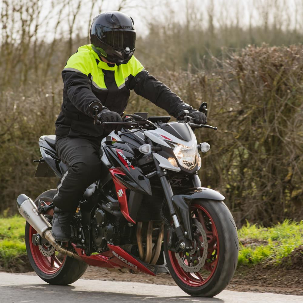 Spartan Long WP Men's Motorcycle Motorbike Jacket - Black/Fluo-Win Impex Moto