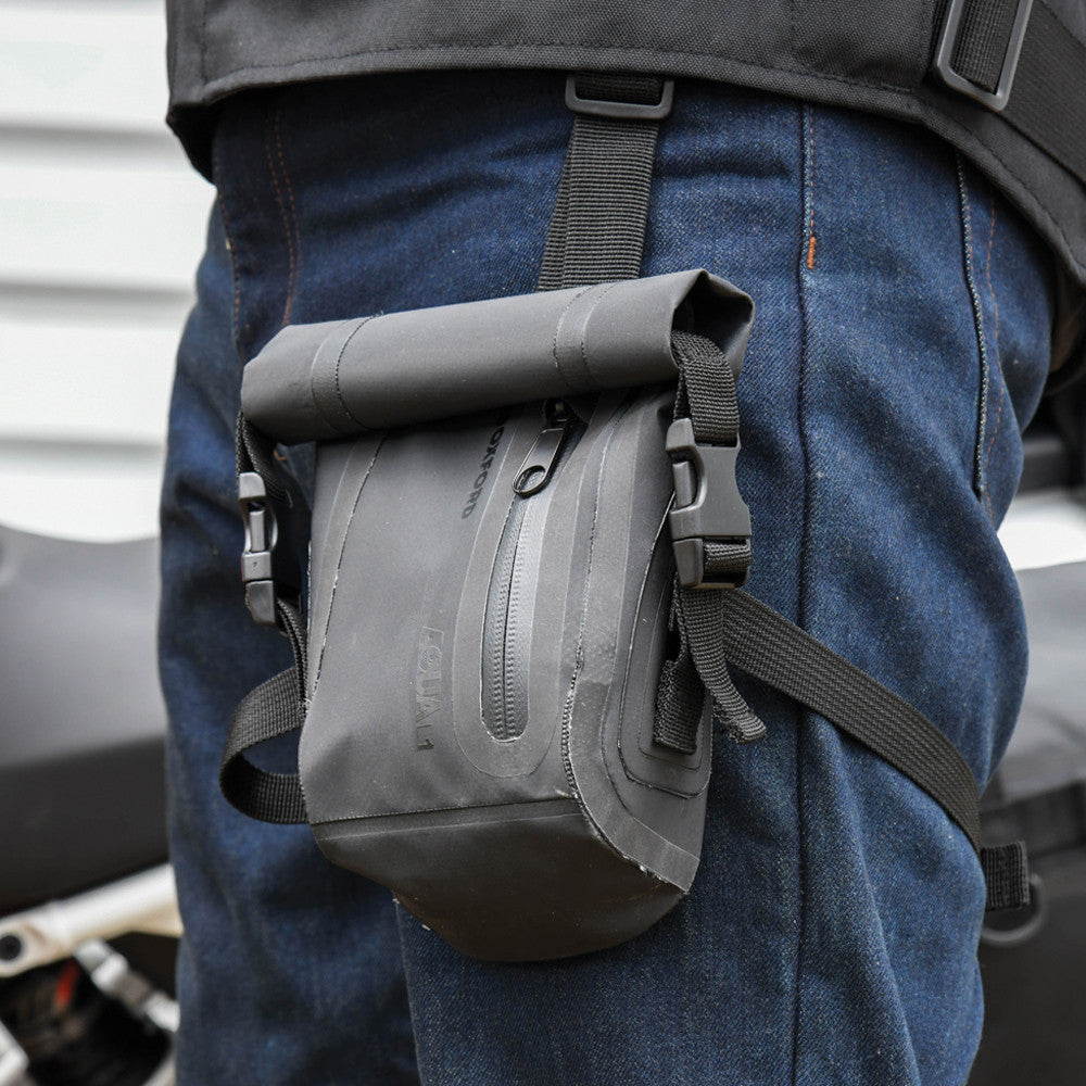 Oxford Aqua L1 Motorcycle Waterproof Leg Bag Black-Win Impex Moto