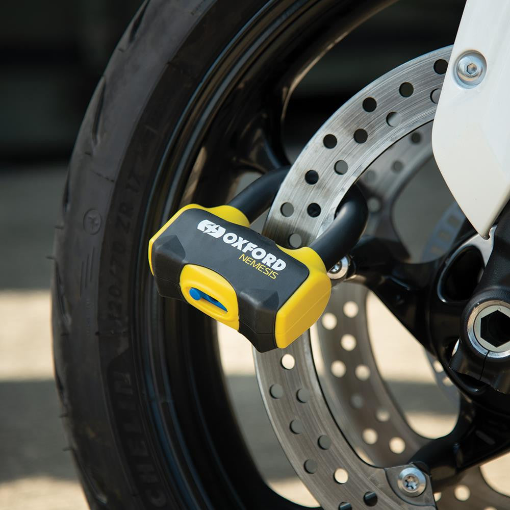 Oxford Nemesis 16mm Disc Lock Security Motorcycle Motorbike - Yellow-Win Impex Moto