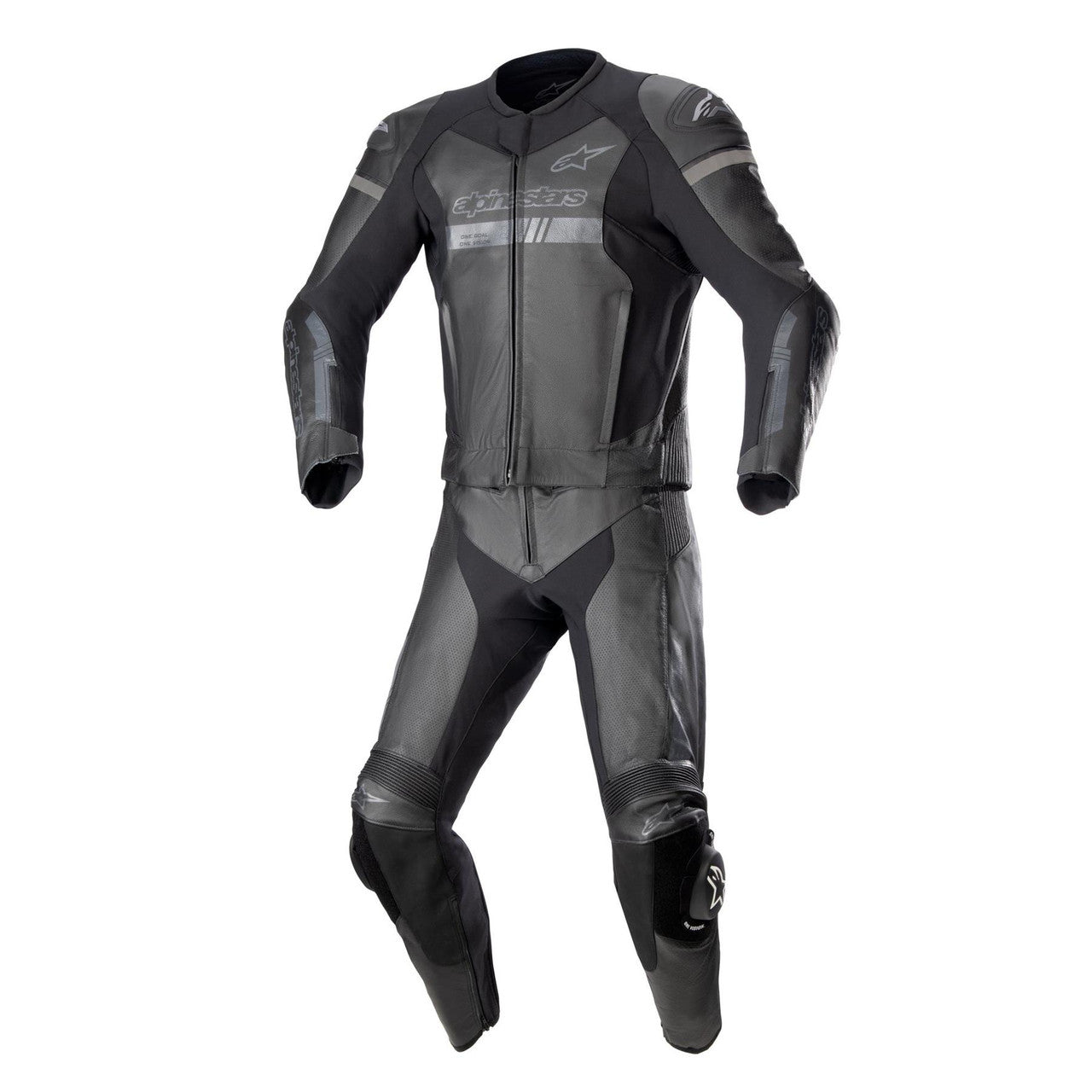 Alpinestars GP Force Chaser Leather Suit 2 Pc Black Black-Win Impex Moto