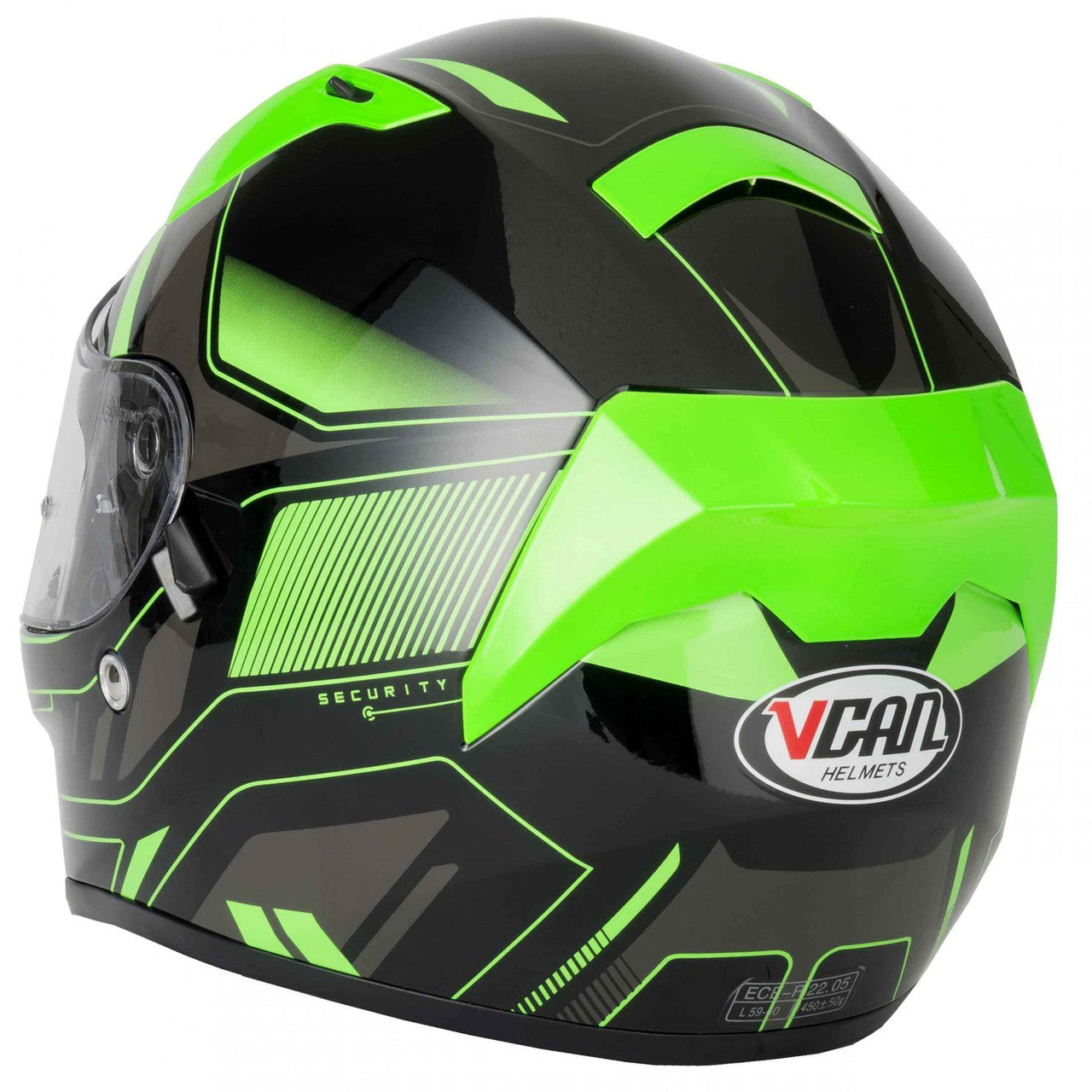 Vcan H128 Motorcycle Quick Release Helvet Helmet - Green/Red/Yellow-Win Impex Moto