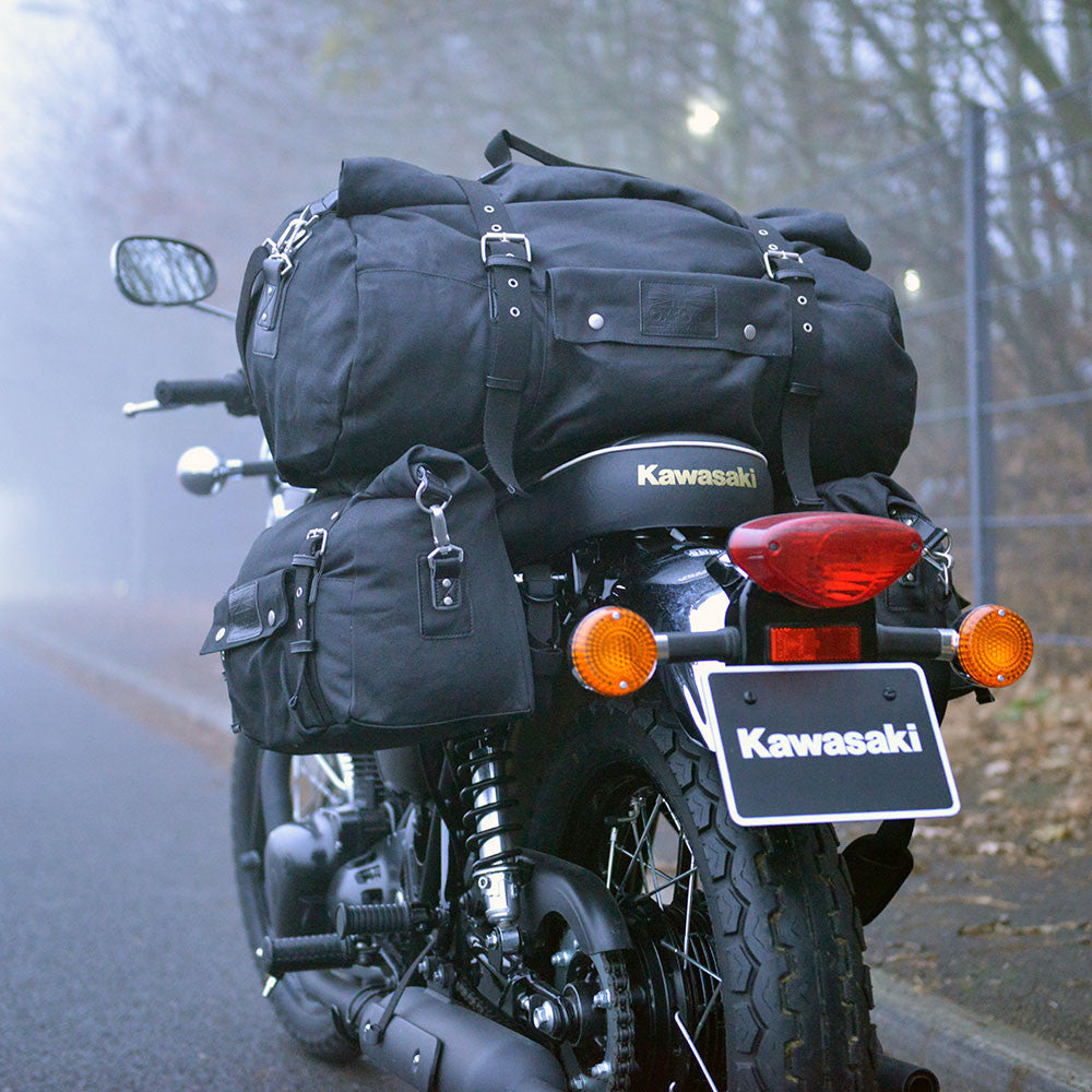 Oxford Heritage Styled Roll Bag Motorcycle Bike Black 20L-Win Impex Moto