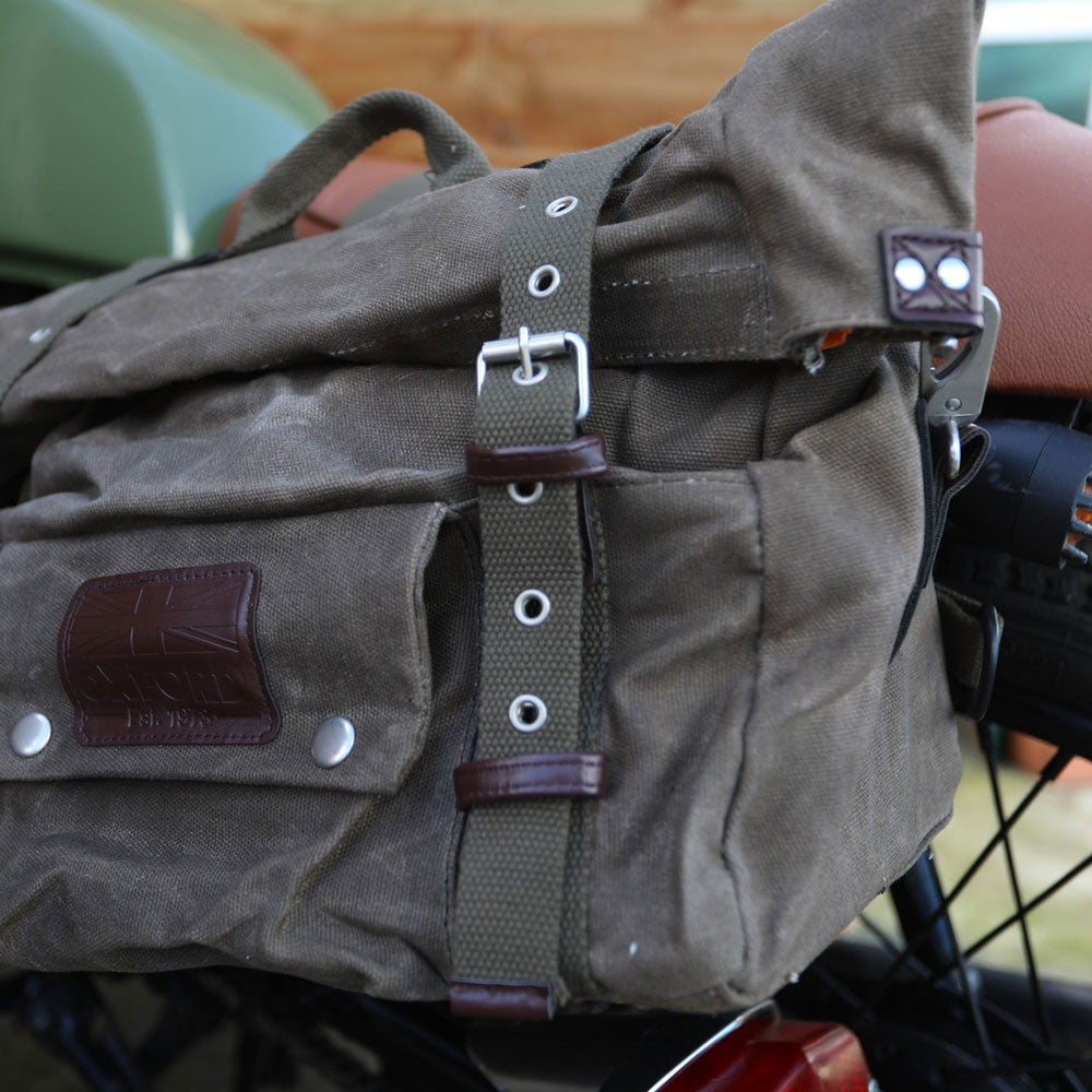 Oxford Heritage Motorcycle Panniers Khaki-Win Impex Moto