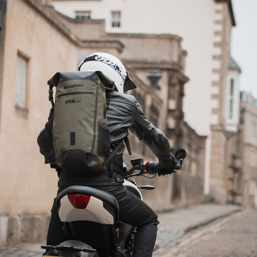 Oxford Aqua Hydro B-25 Motorcycle Black Rucksack Back Pack-Win Impex Moto