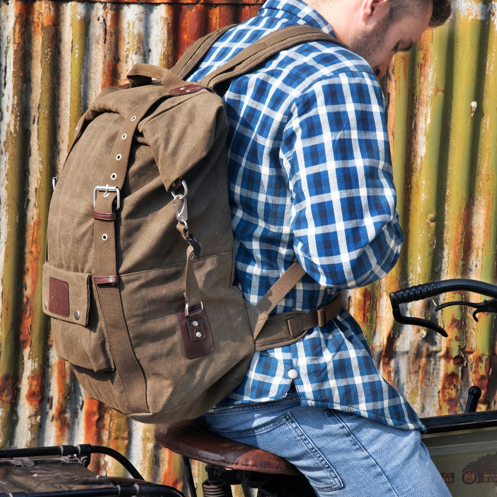 Oxford Heritage 30L Motorcycle Backpack Khaki-Win Impex Moto