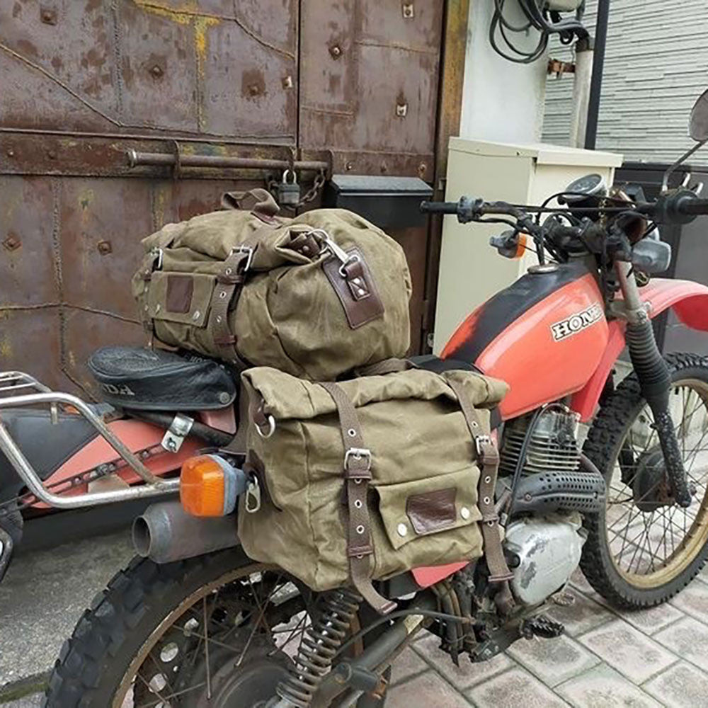 Oxford Heritage Motorcycle Panniers Khaki-Win Impex Moto