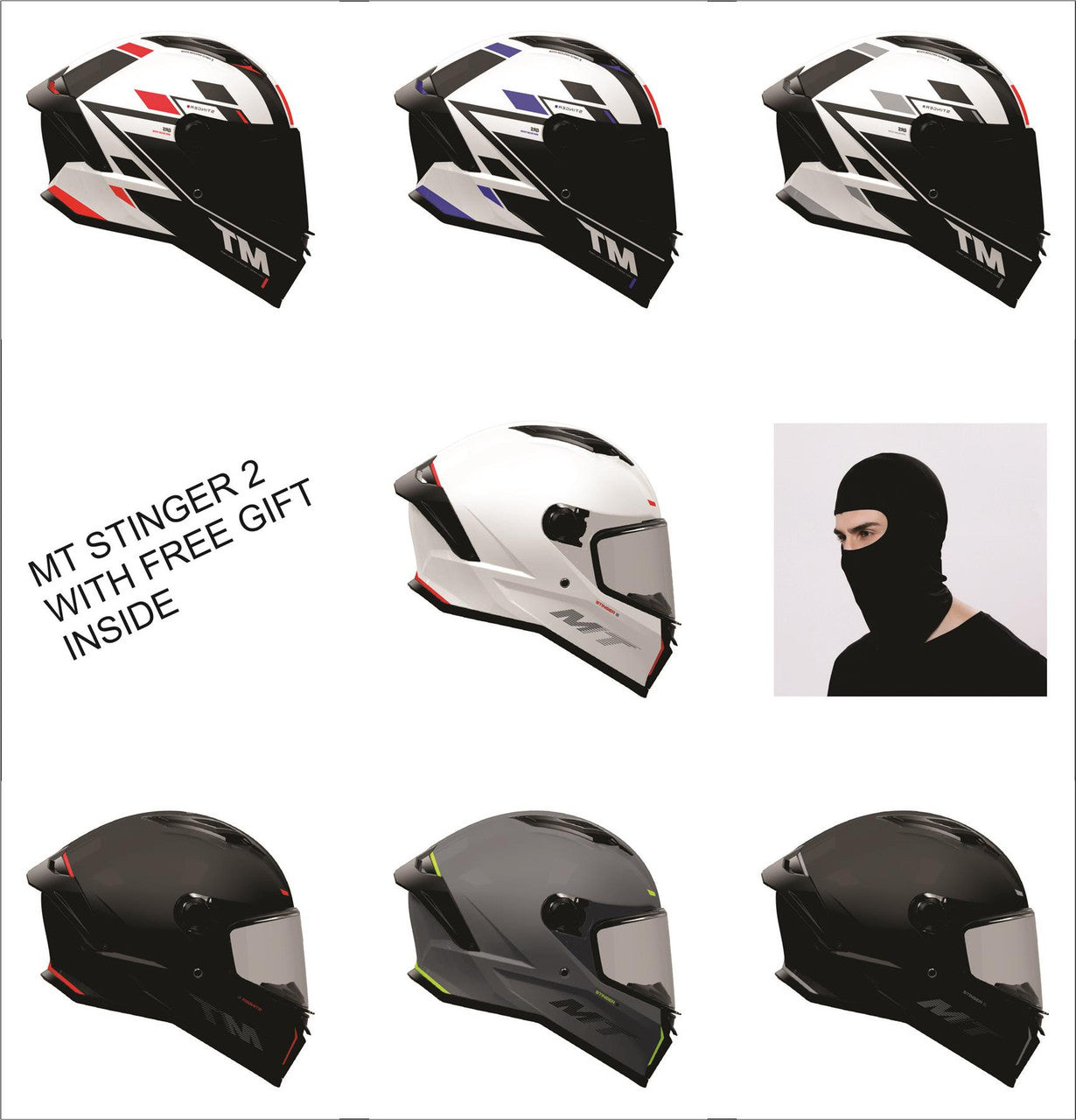 New Mt Stinger 2 Full Face Motorbike Helmet Sporty Look-Win Impex Moto