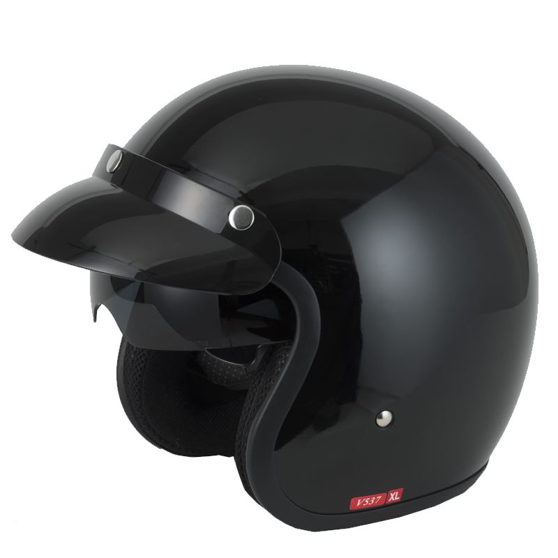 Vcan V537 Open Face Scooter Motorcycle Black Jet Helmet-Win Impex Moto