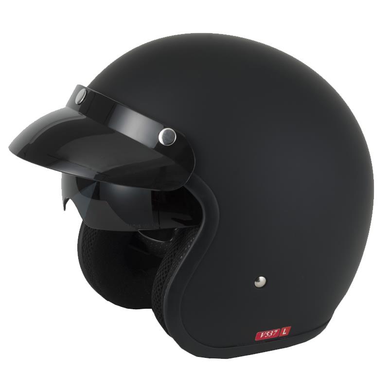 Vcan V537 Open Face Scooter Motorcycle Black Jet Helmet-Win Impex Moto