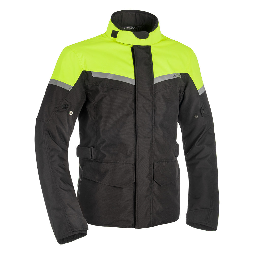 Spartan Long WP Men's Motorcycle Motorbike Jacket - Black/Fluo-Win Impex Moto