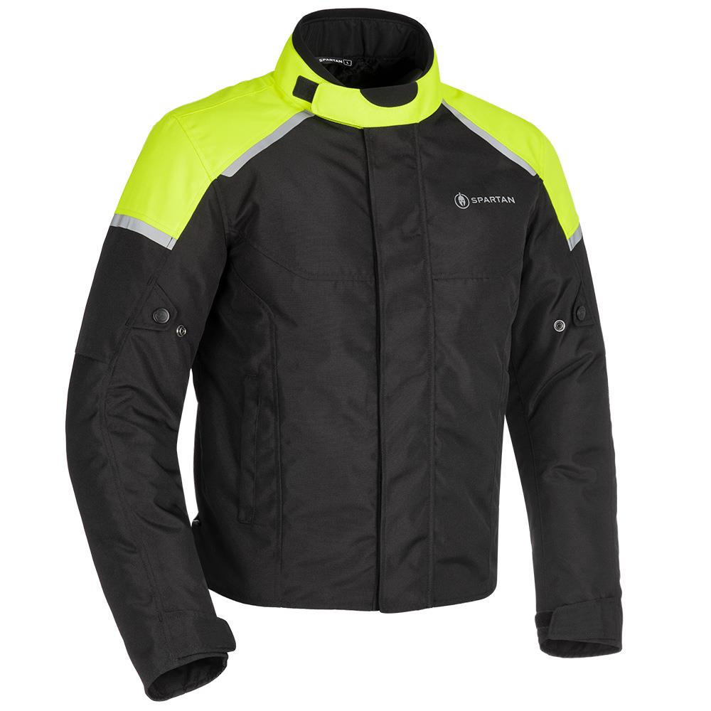 Spartan Short WP Waterproof Motorcycle Motorbike MS Jacket - Black/Fluo-Win Impex Moto