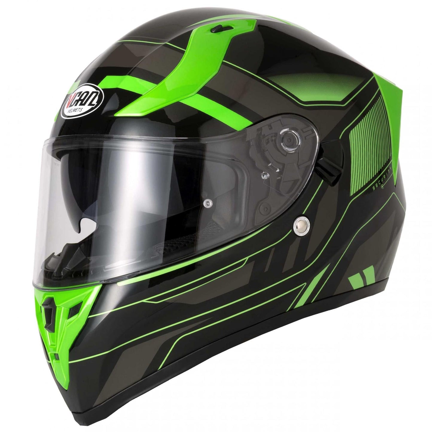 Vcan H128 Motorcycle Quick Release Helvet Helmet - Green/Red/Yellow-Win Impex Moto