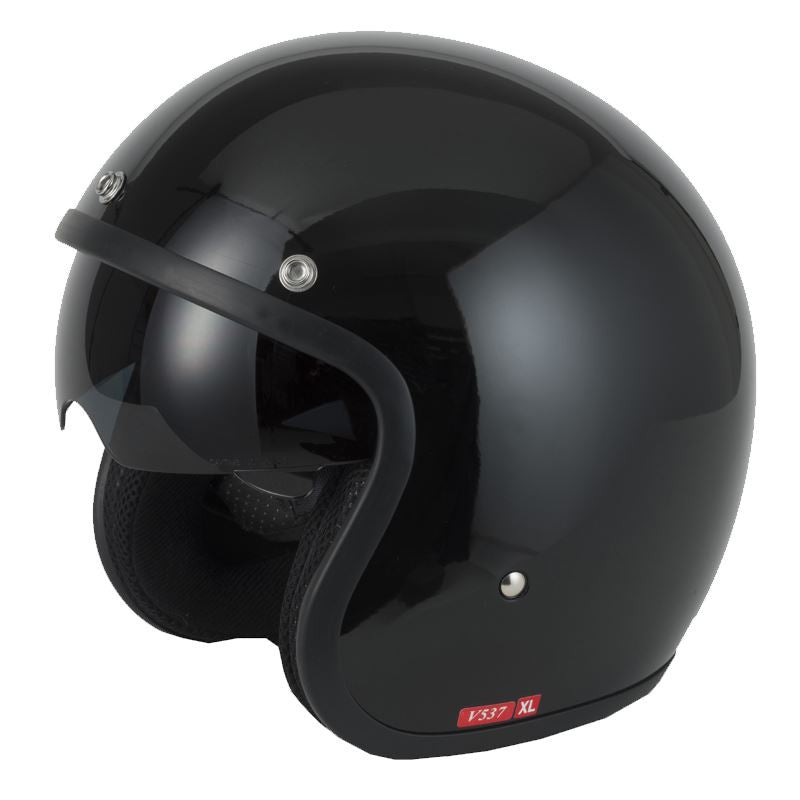 Vcan V537 Open Face Scooter Motorcycle Black Jet Helmet-Win Impex Moto