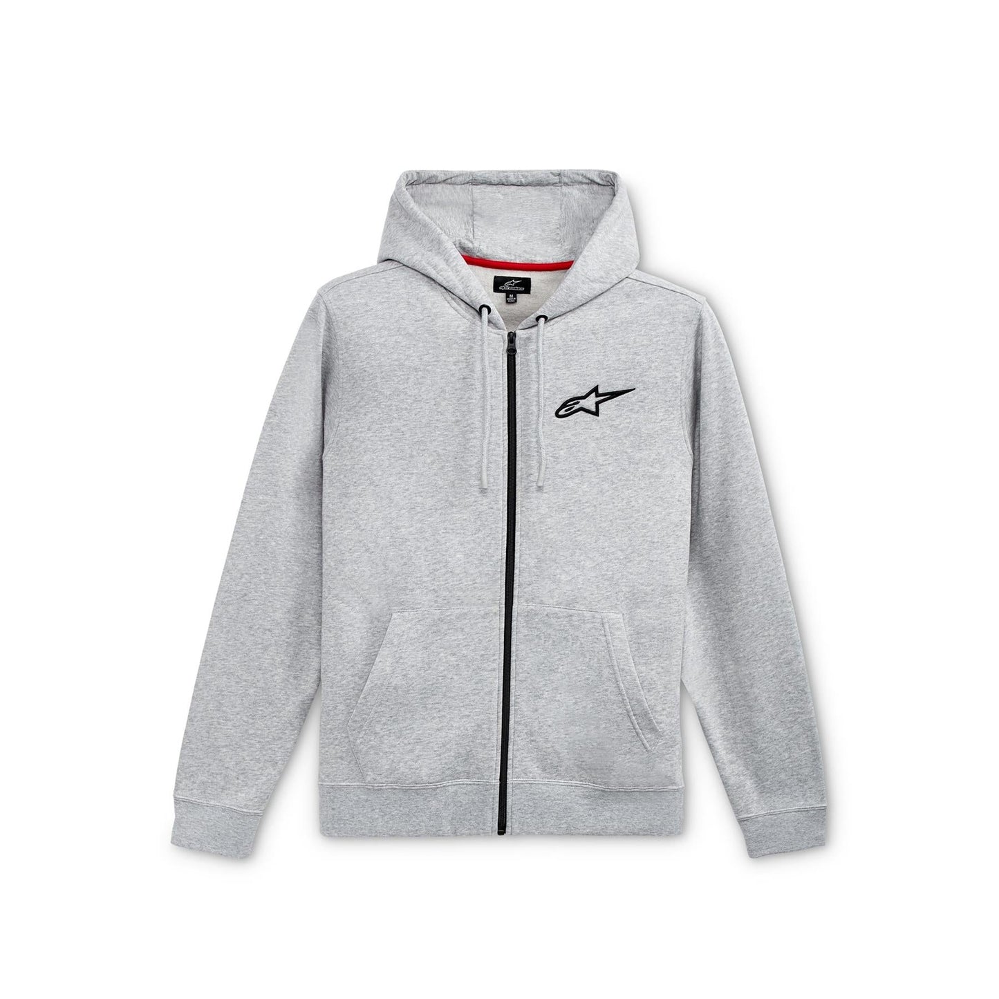 ALPINESTARS AGELESS CHEST HOODIE GREY HEATHER BLACK MOTORBIKE ZIPPER HOODIE-Win Impex Moto