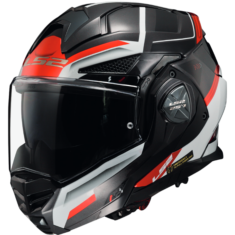 LS2 FF901 Advant X 2023 Flip Up Modular Motorcycle Helmet Black White Red-Win Impex Moto