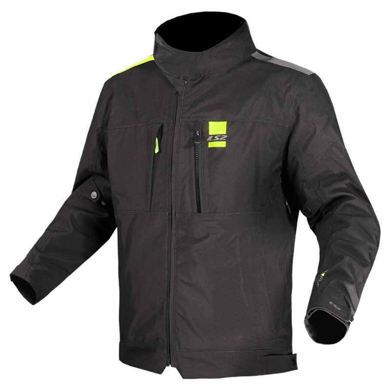 LS2 Titanium Man Waterproof Motorcycle Touring Jacket Black H-V Yellow-Win Impex Moto