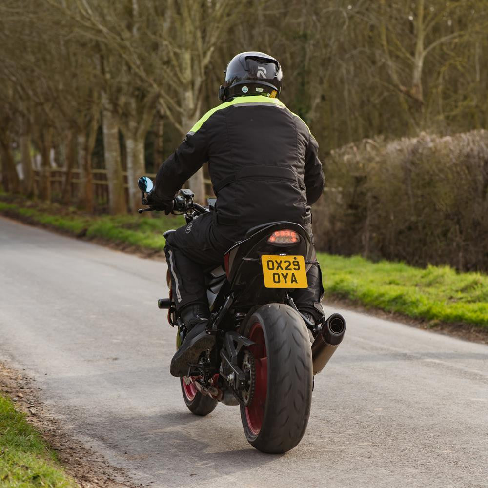 Spartan Long WP Men's Motorcycle Motorbike Jacket - Black/Fluo-Win Impex Moto
