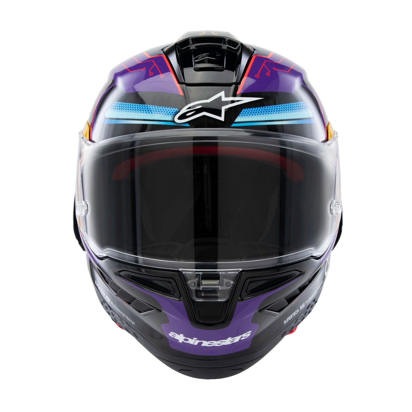 Alpinestars Supertech R10 Martinator R01 Full Face Motorcycle Helmet | Blue, Purple & Red Gloss Finish-Win Impex Moto