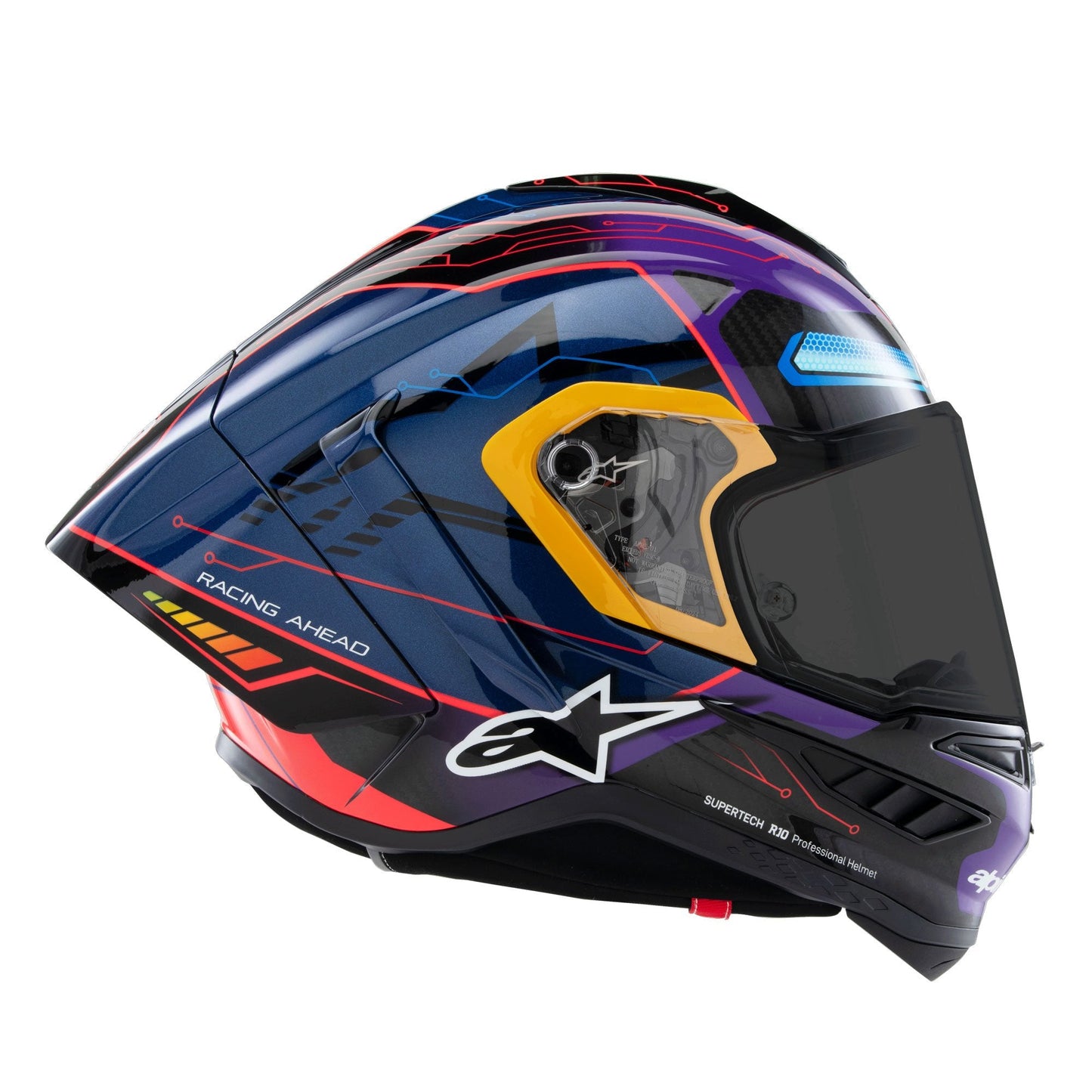 Alpinestars Supertech R10 Martinator R01 Full Face Motorcycle Helmet | Blue, Purple & Red Gloss Finish-Win Impex Moto