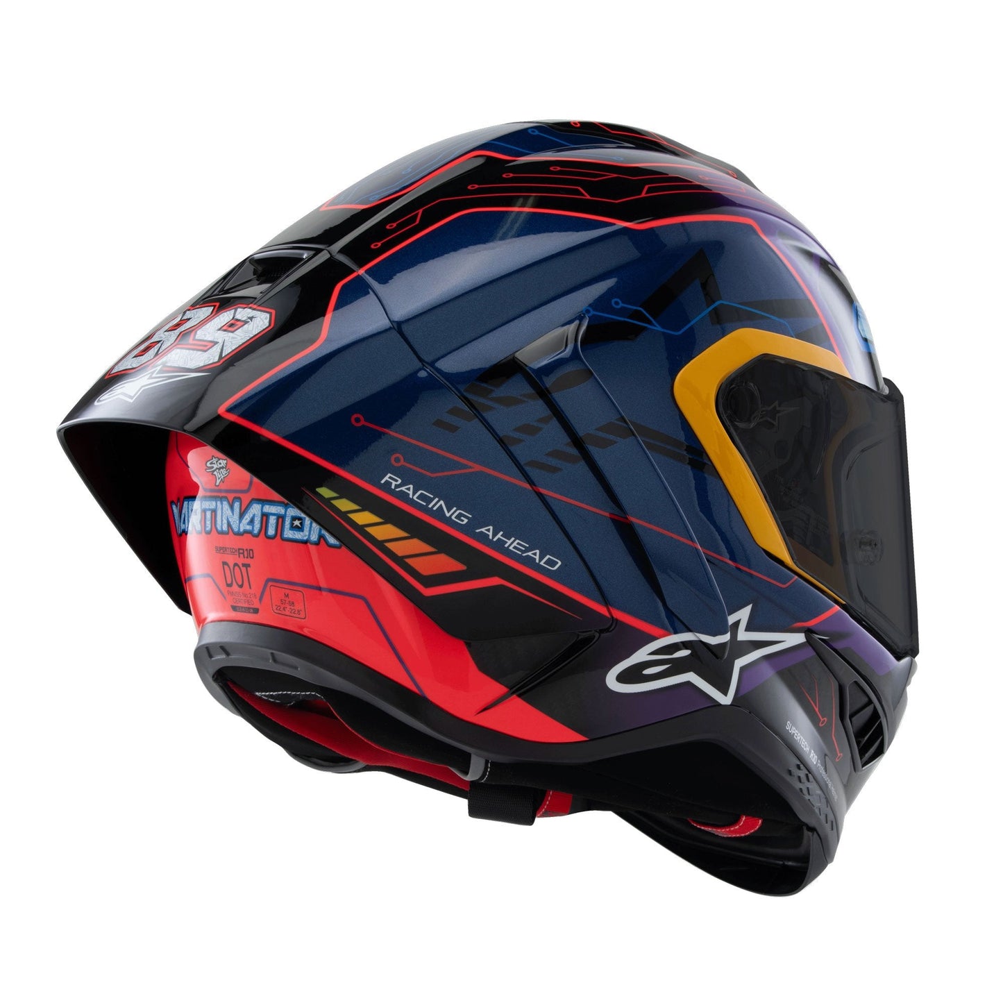 Alpinestars Supertech R10 Martinator R01 Full Face Motorcycle Helmet | Blue, Purple & Red Gloss Finish-Win Impex Moto