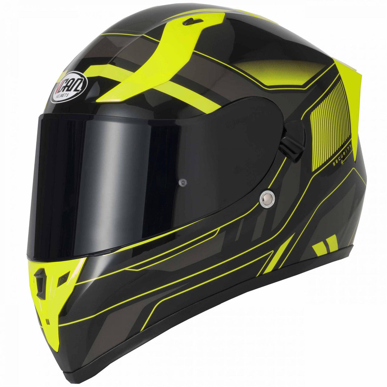 Vcan H128 Motorcycle Quick Release Helvet Helmet - Green/Red/Yellow-Win Impex Moto