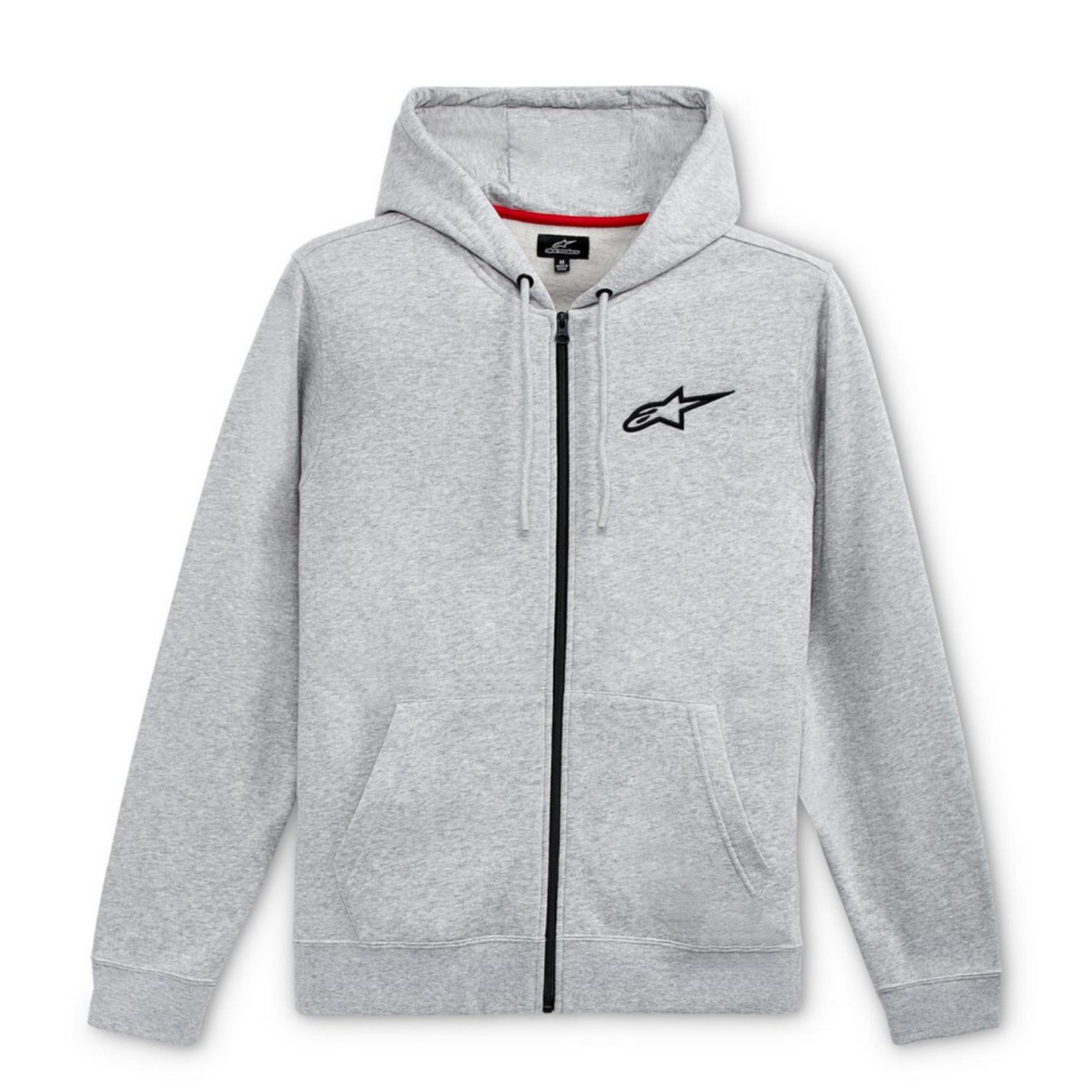 ALPINESTARS AGELESS CHEST HOODIE GREY HEATHER BLACK MOTORBIKE ZIPPER HOODIE-Win Impex Moto