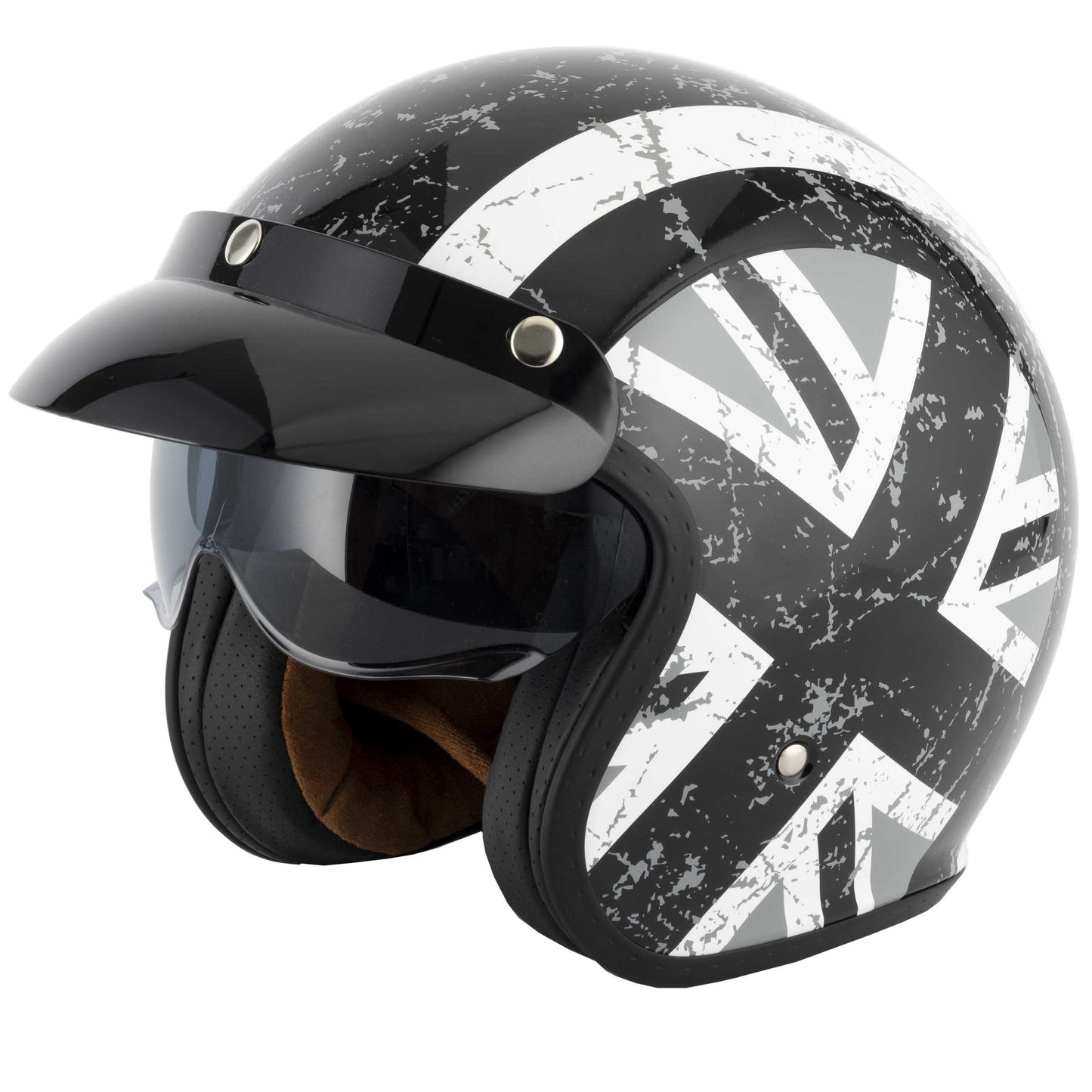 Vcan H589 Black Jack Motorbike Open Face Helmet-Win Impex Moto