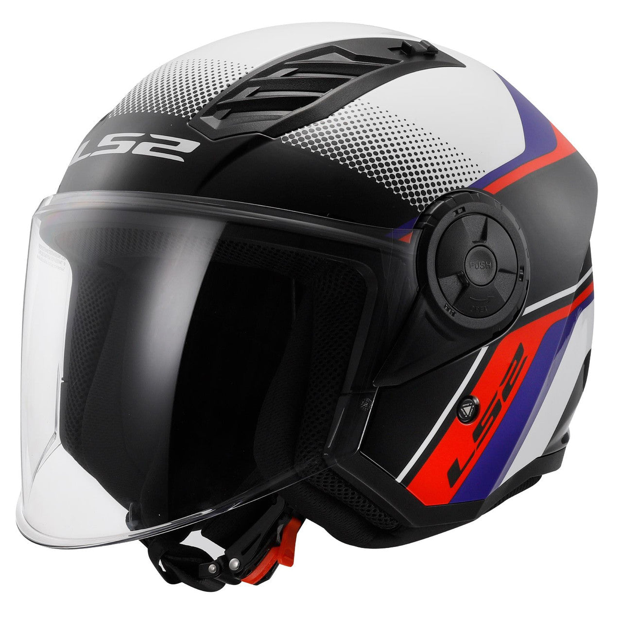 LS2 OF616 Airflow II Open Face Rush Motorcycle Helmet White Blue Red ECE 22.06-Win Impex Moto