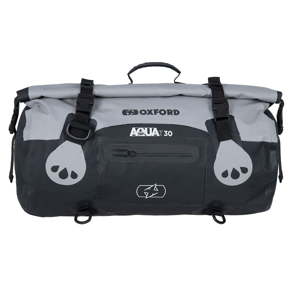 Oxford Aqua Motorcycle T-30 Roll Bag Wipe Clean Grey Black-Win Impex Moto