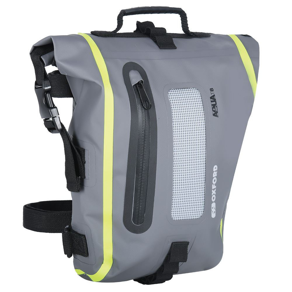 Oxford Aqua T8 Detailing Motorcycle Tail Bag Pack Black Grey-Win Impex Moto
