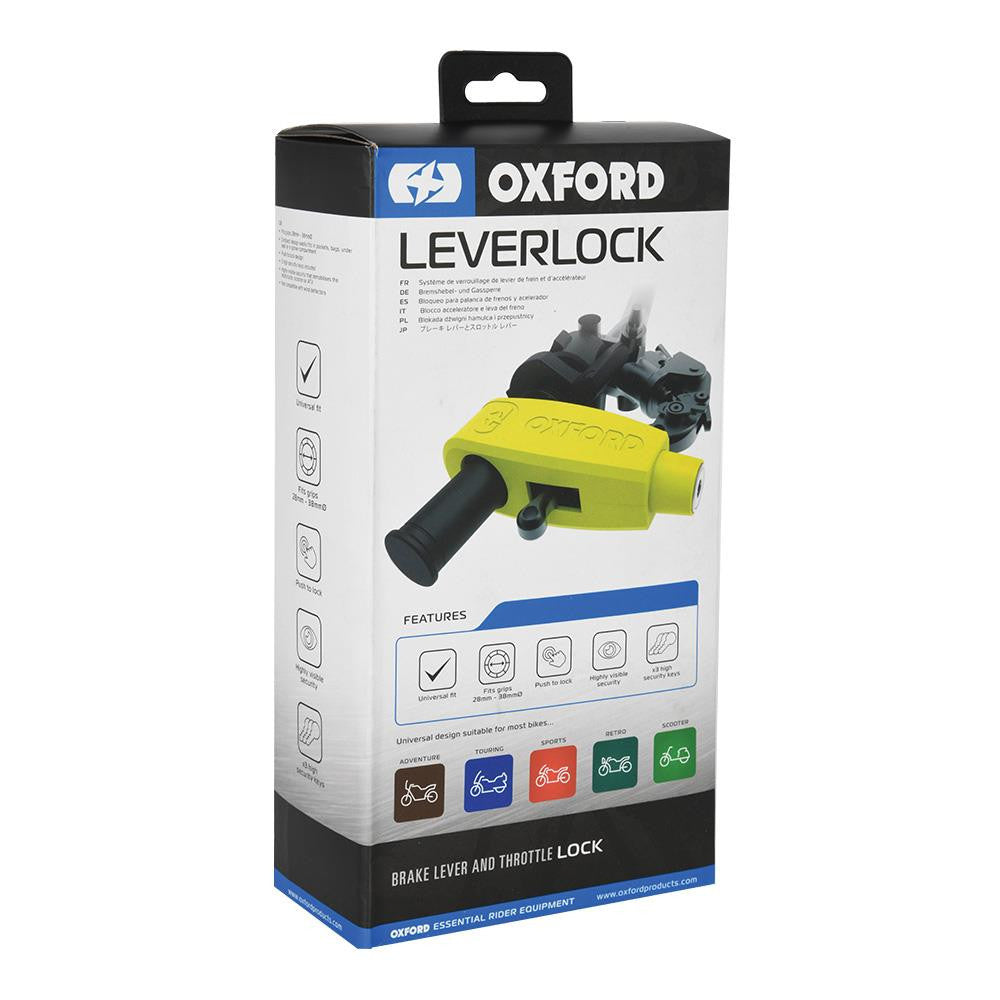 Oxford Motorcycle Lever Lock (Yellow) | Quick & Secure Handlebar Lock-Win Impex Moto