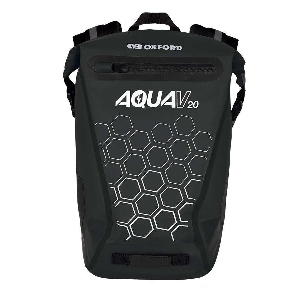 Oxford Aqua V20 Waterproof 20 Liter Motorcycle Backpack Black-Win Impex Moto