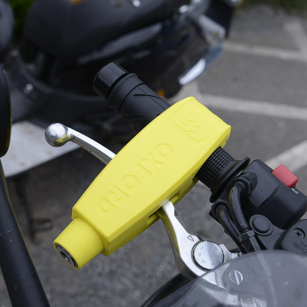 Oxford Motorcycle Lever Lock (Yellow) | Quick & Secure Handlebar Lock-Win Impex Moto