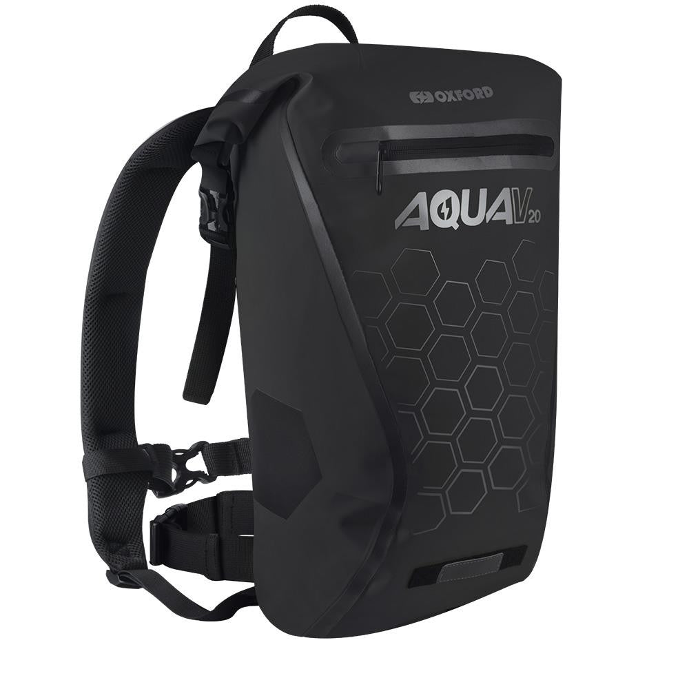 Oxford Aqua V20 Waterproof 20 Liter Motorcycle Backpack Black-Win Impex Moto