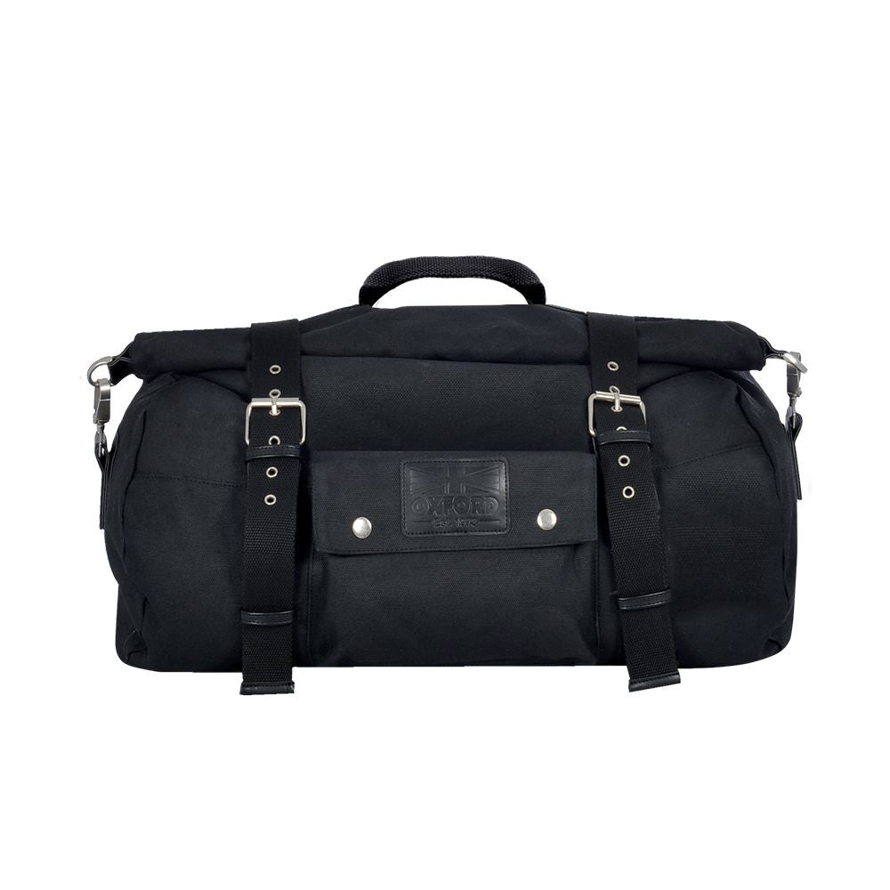 Oxford Heritage Styled Roll Bag Motorcycle Bike Black 20L-Win Impex Moto