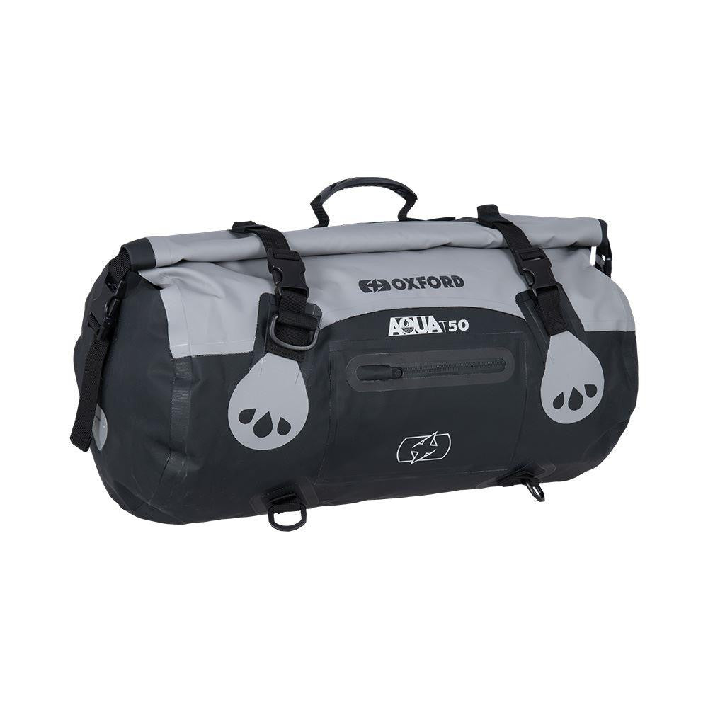 Oxford AQUA T-50 Waterproof Motorcycle Roll Bag 50 Liter Grey Black-Win Impex Moto