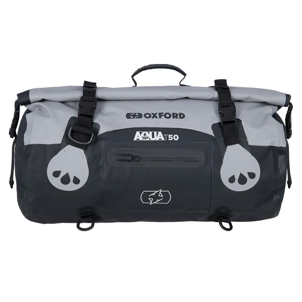 Oxford AQUA T-50 Waterproof Motorcycle Roll Bag 50 Liter Grey Black-Win Impex Moto