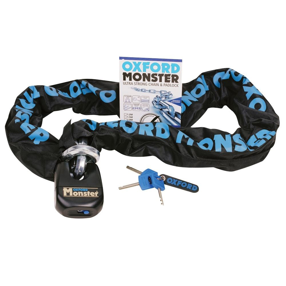 Oxford Monster 14mm Hex Chain & Padlock 2m | Heavy-Duty Motorcycle Security-Win Impex Moto