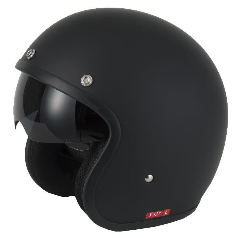 Vcan V537 Open Face Scooter Motorcycle Black Jet Helmet-Win Impex Moto