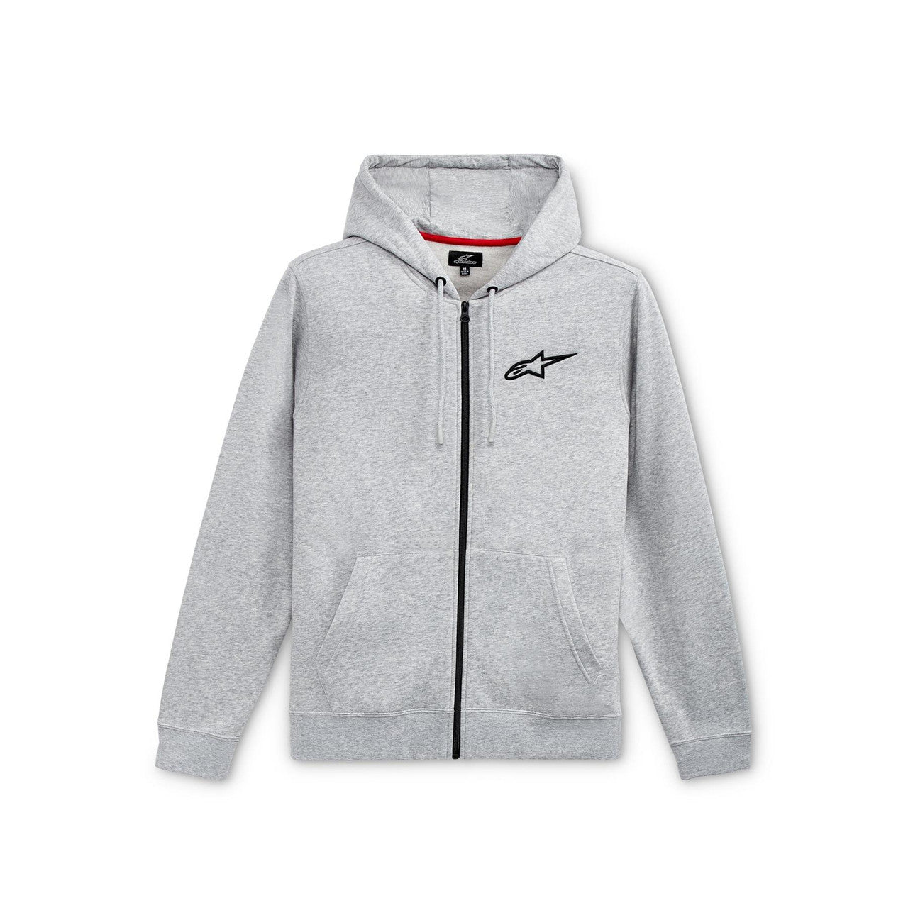 ALPINESTARS AGELESS CHEST HOODIE GREY HEATHER BLACK MOTORBIKE ZIPPER HOODIE-Win Impex Moto