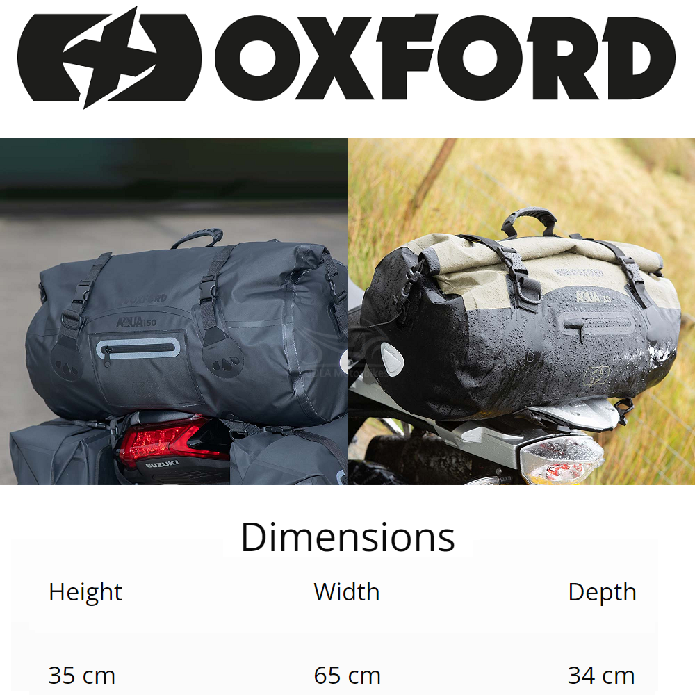 Oxford AQUA T-50 WP Motorcycle 50 Litre Roll Bag - Black-Win Impex Moto