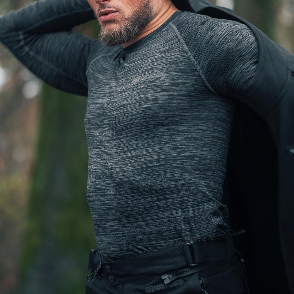 Oxford Advanced Base Layer MS Top Charcoal Marl-Win Impex Moto